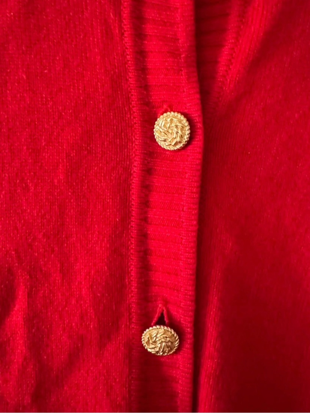 Vintage Roman Castile Tokyo Red Cardigan | Gold Buttons | Size L - Picture 3 of 3